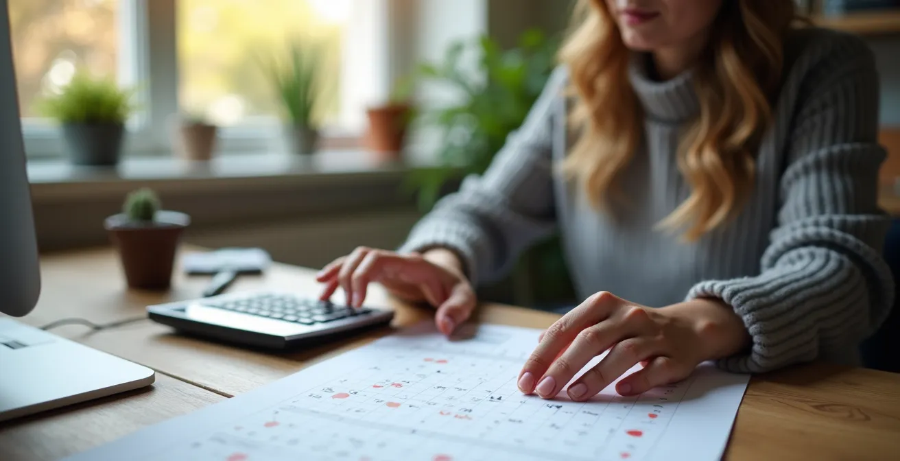 Bureau met financiële planning tools en kalender