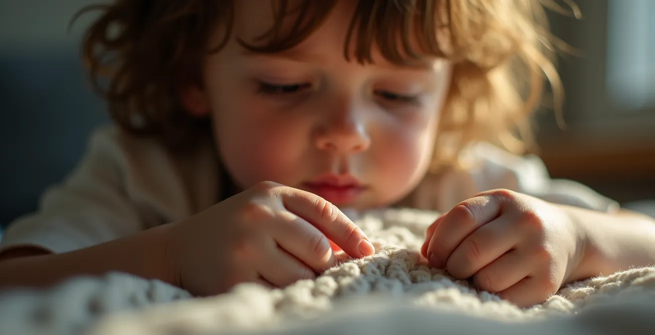 Close-up van kind in gesprek met volwassene, zichtbare emotionele expressie