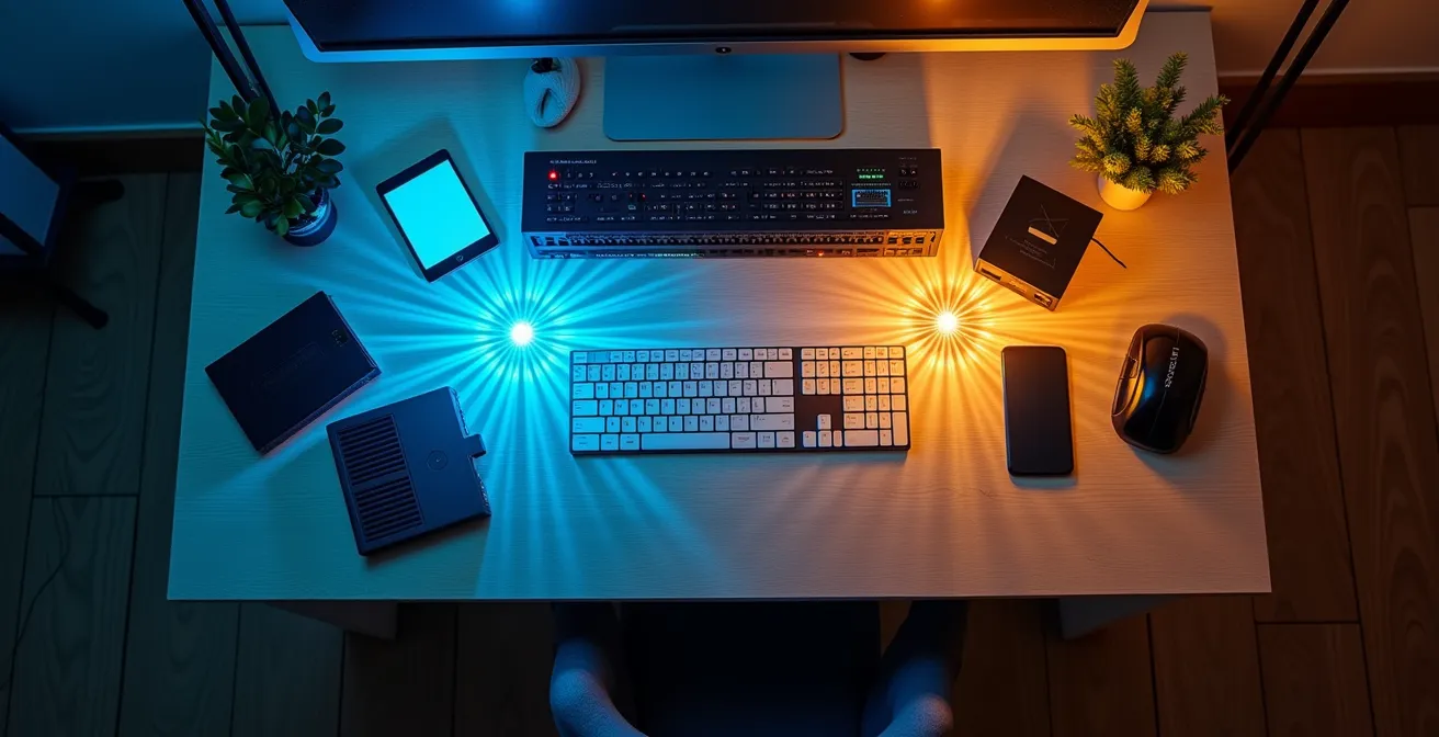 Bovenaanzicht van thuisnetwerk setup met gescheiden IoT en reguliere zones