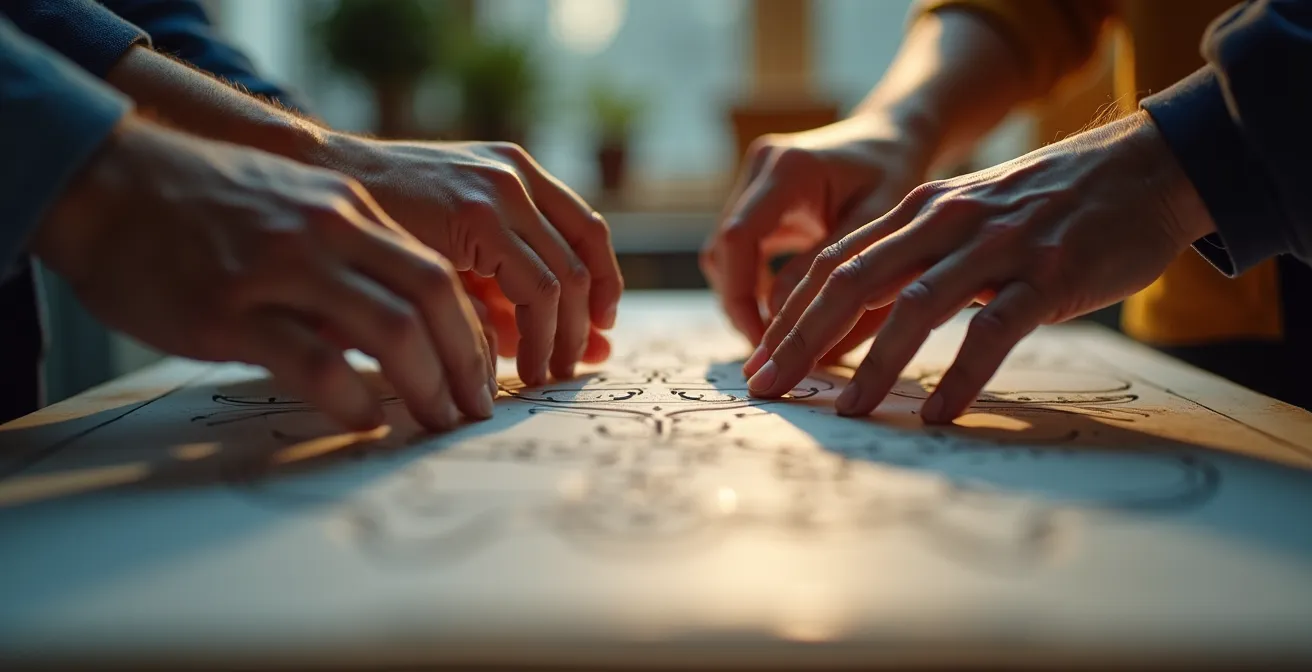 Macro-opname van ontwikkelaars handen die samenwerken aan innovatieve projecten