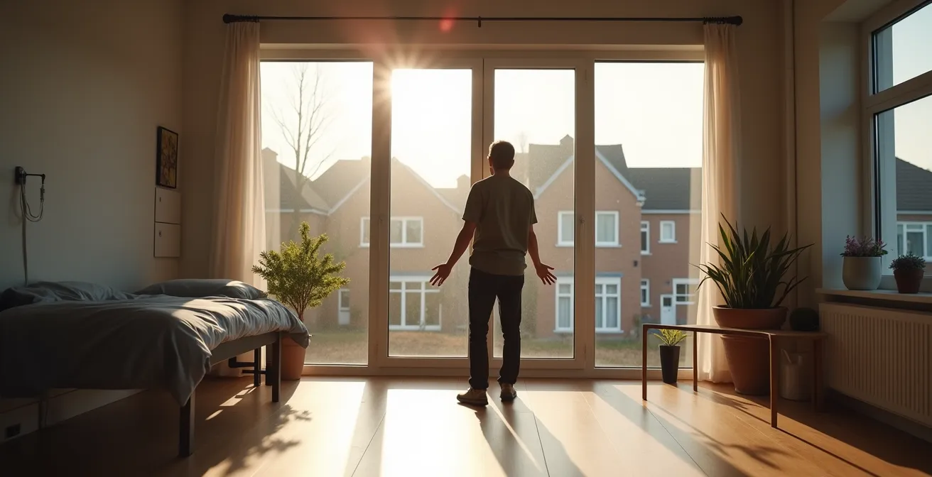 Zijaanzicht van perfecte wervelkolomuitlijning tijdens Pilates-oefening