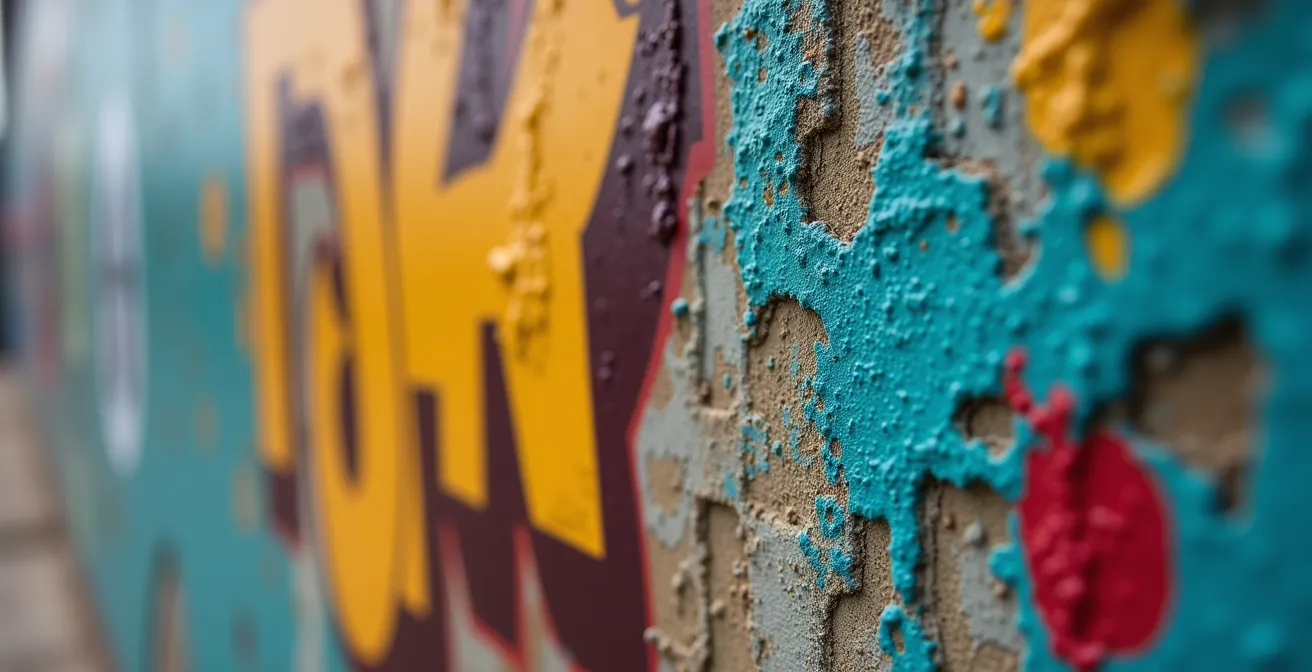 Jongeren maken selfies bij kleurrijke graffiti op industriële achtergrond