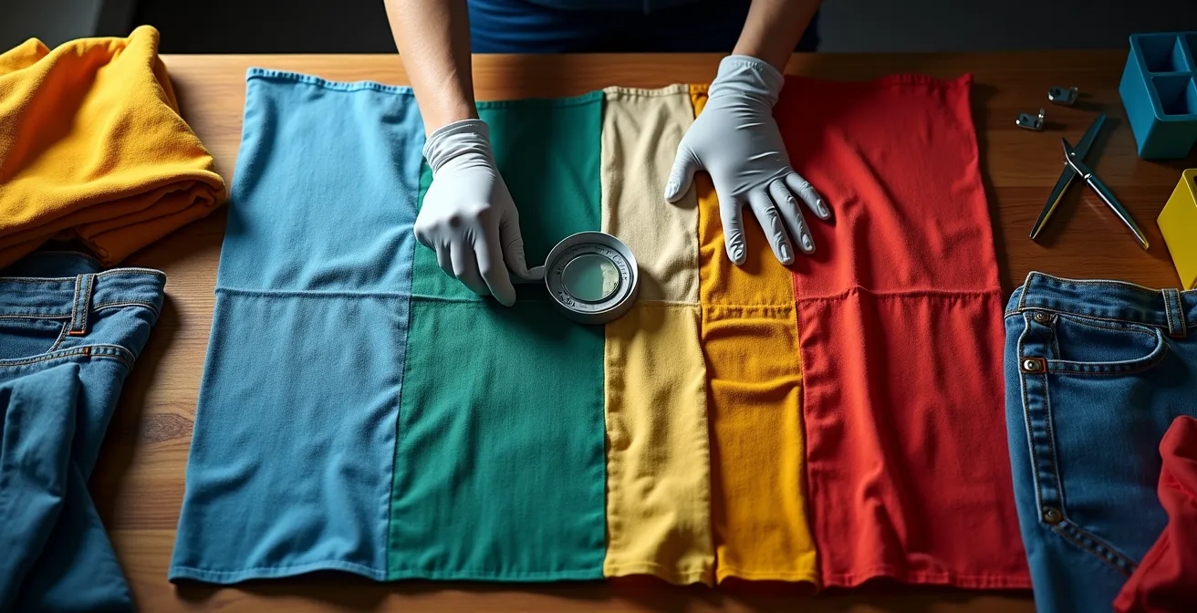 Expert beoordeelt de kwaliteit van textiel voor circulariteit beslissing