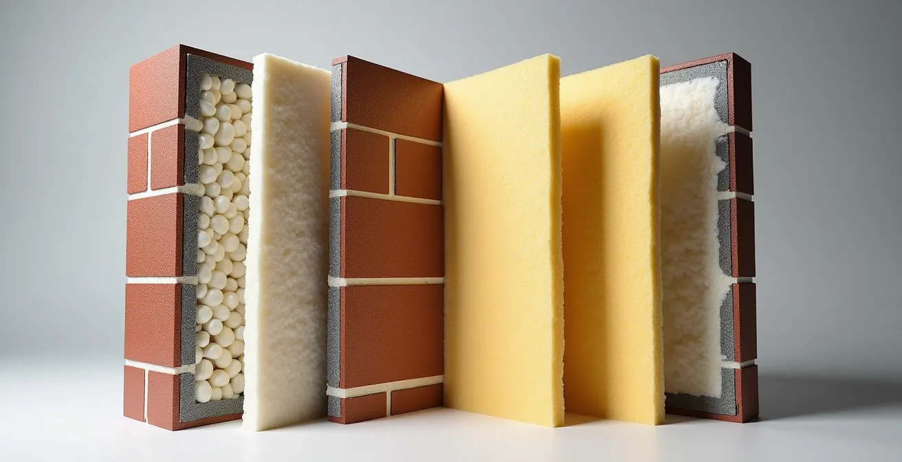 Technische doorsnede van spouwmuurisolatie versus buitengevelisolatie in Belgische woning